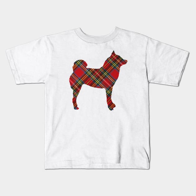 Lilly the Shiba Inu Silhouette - Tartan on White Kids T-Shirt by shibalilly